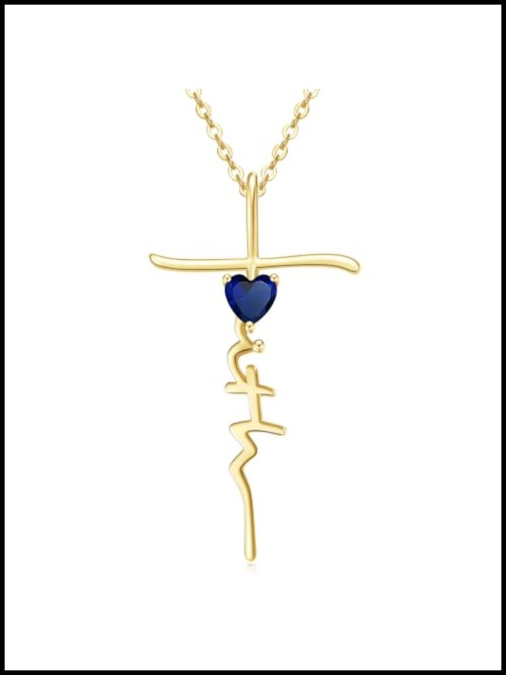 14k Gold Plated Cross Birthstone Pendant Necklace Faith Christian Jewelry